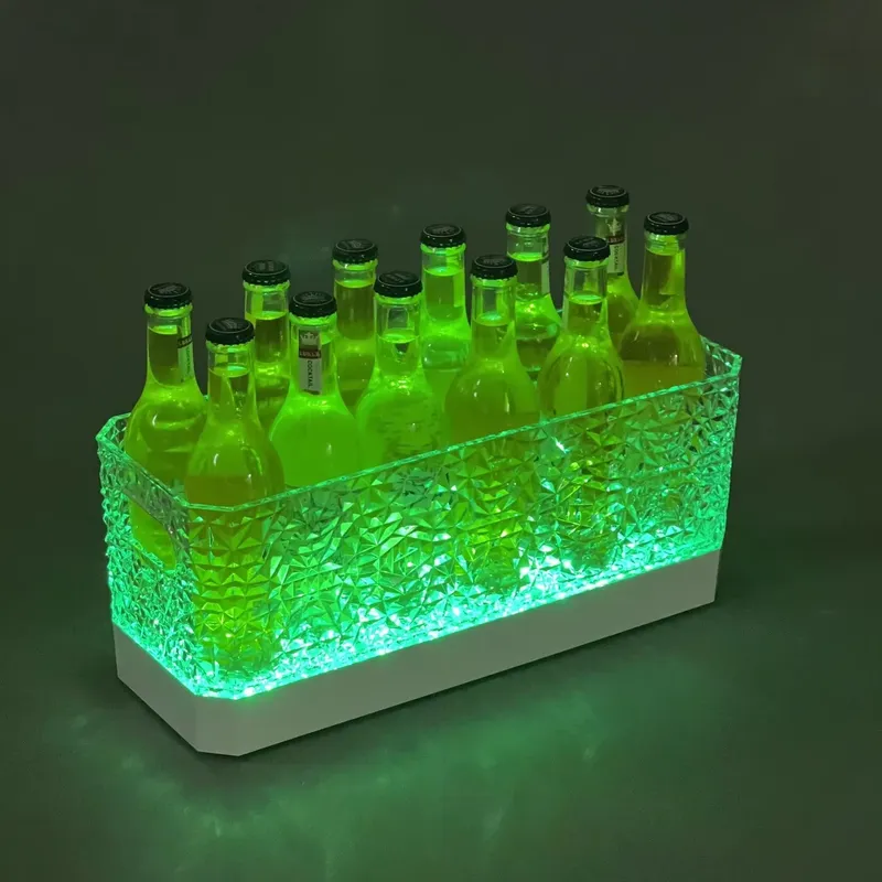 Beer Wine Up - ワイン・ビールボトル用LEDアイスバケツ 多色プラスチック製ライトアップクーラーバレル パーティー・クラブ・バー用飲料冷却器 12本収納可能