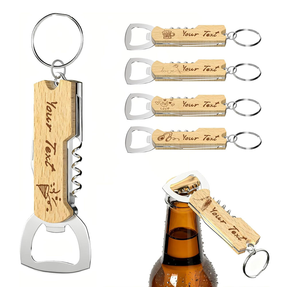Wine Beer Logo - 結婚式の贈り物、ワインツール、ワインボトルオープナー、コルクスクリュー、花婿の付添人への贈り物に最適な、カスタム刻印ロゴ入りボトルオープナーキーホルダー