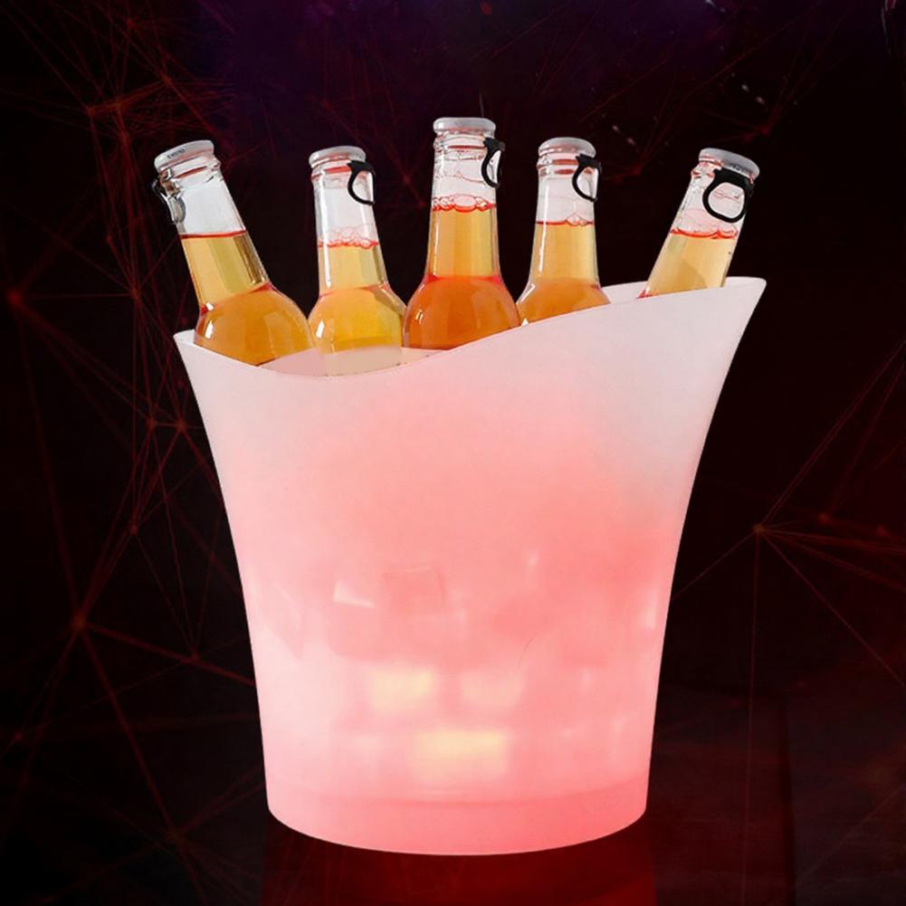 Beer Wine Up - 新しい防水プラスチック製LEDアイスバケツ、シャンパン・ビール用バケツ、LEDライトアップ5L、バー、ナイトパーティー、LEDバー、ナイトクラブ向け
