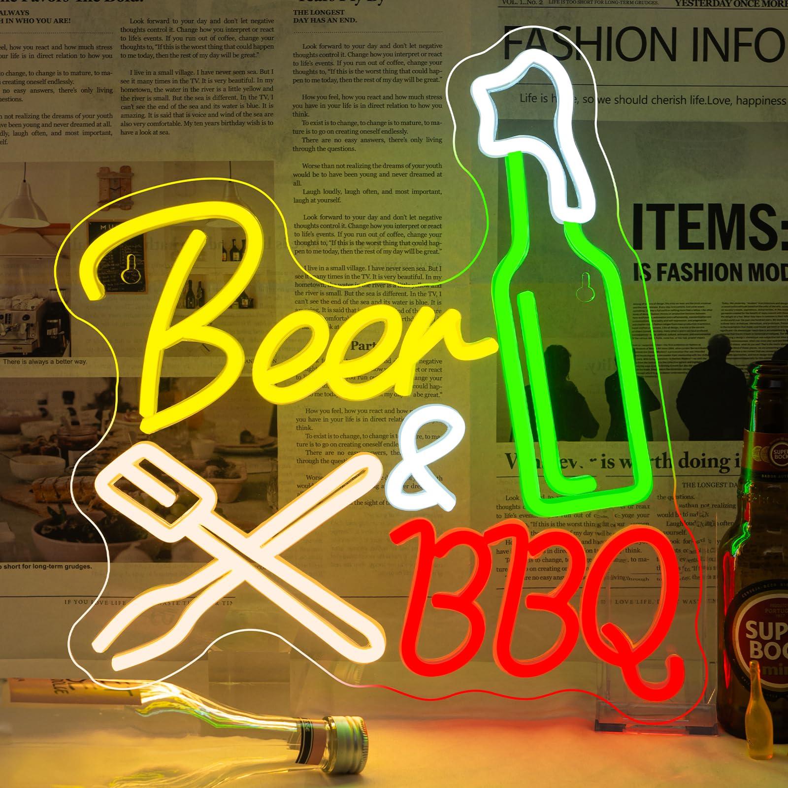 ネオンビールサイン 壁掛けワイン装飾 調光可能LEDバーベキ - Wine Beer Restaurant のレビューと価格