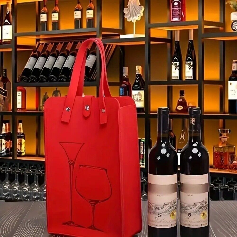 高品質フェルト製赤ワインバッグ、ダブルハンドル付きワインギフ - Wine & Beer Unlimited Spirits Photos のレビューと価格